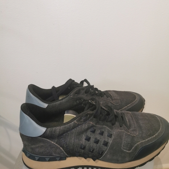 Valentino navy blue denim and leather Rockstead sneakers European s10 - Picture 8 of 12